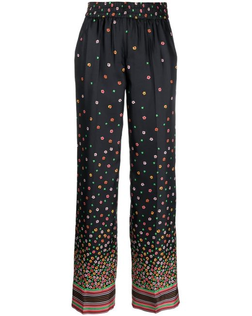 RED Valentino floral-print silk trousers