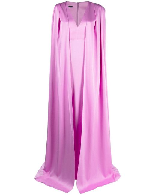 Alex Perry V-neck cape gown