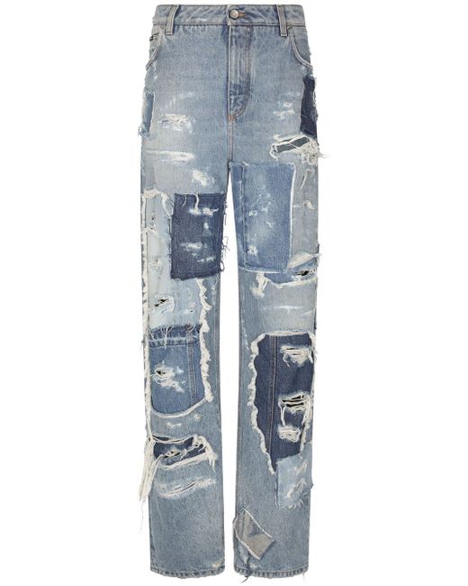 Dolce & Gabbana distressed patchwork wide-leg jeans