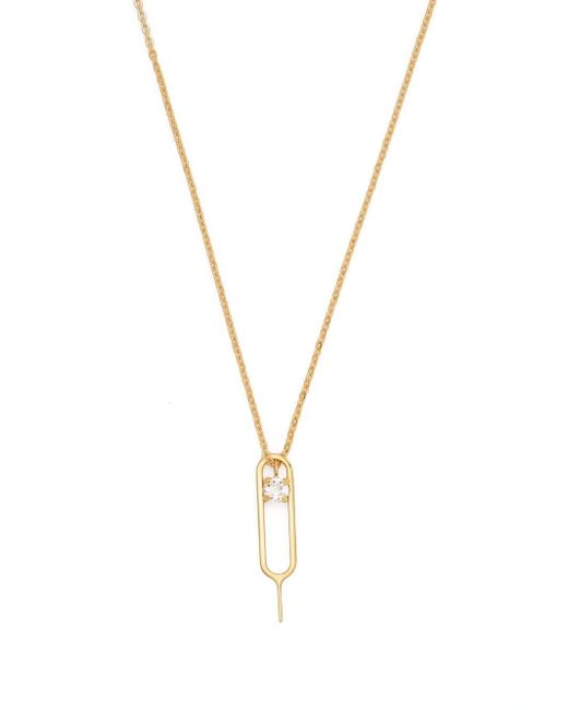 Saint Laurent crystal-embellished charm necklace