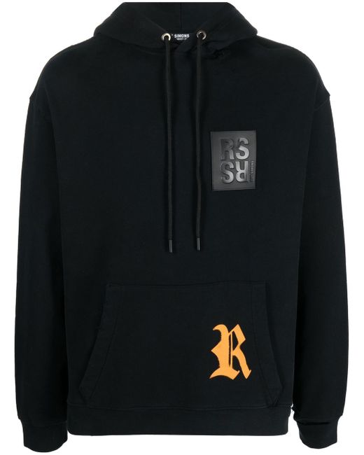 Raf Simons logo patch and print hoodie