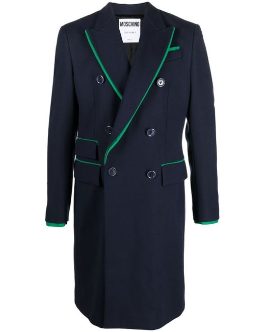 Moschino contrasting-layer double-breasted coat