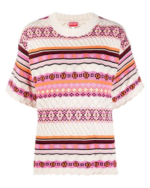 Kenzo abstract-pattern knitted cotton top