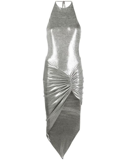 Alexandre Vauthier metallic-effect asymmetric draped midi dress