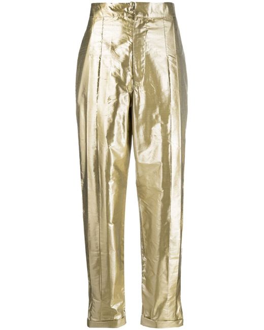 Lukhanyo Mdingi metallic-effect silk trousers