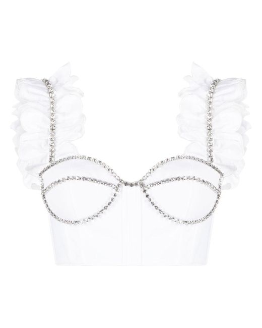 Area crystal-embellished cropped top