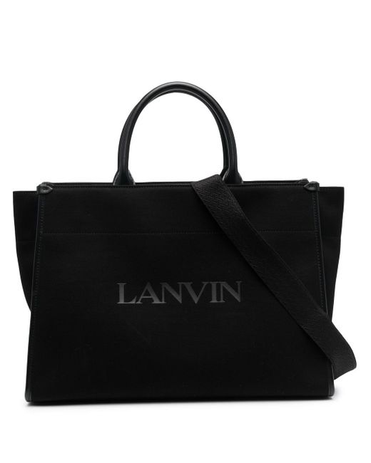 Lanvin logo-print leather tote bag