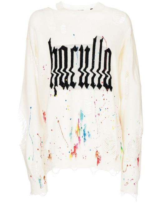 Haculla Glitched logo-print ripped sweatshirt