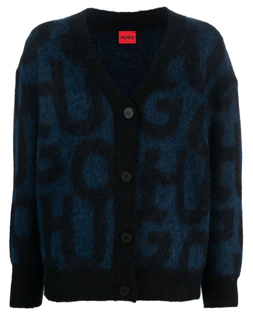 Hugo Boss monogram-jacquard knitted cardigan