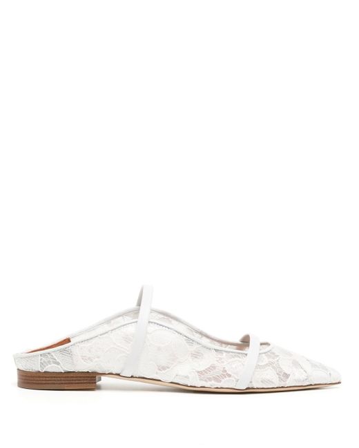 Malone Souliers pointed floral mesh mules