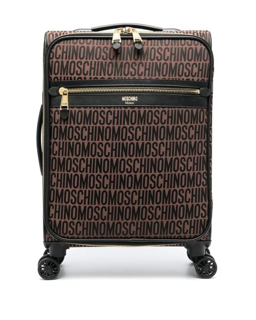 Moschino logo-print four-wheel suitcase