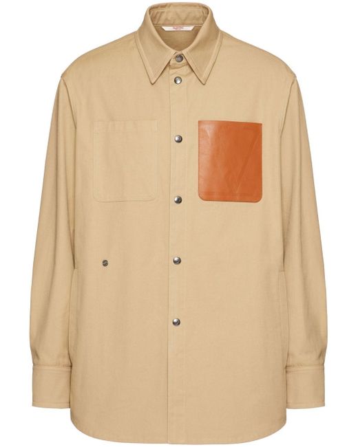 Valentino leather-pocket shirt jacket