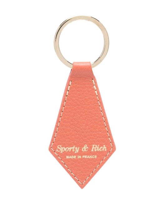 Sporty & Rich logo-print leather keyring