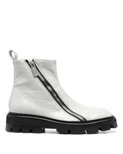 GmBH double-zip textured ankle boots