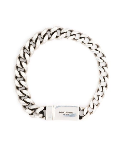 Saint Laurent engraved-logo chain-link bracelet