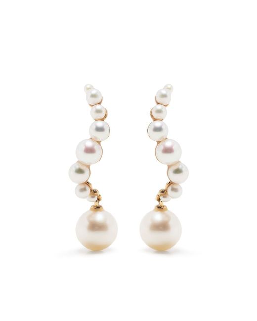 Mateo 14kt yellow gold Curve pearl drop earrings