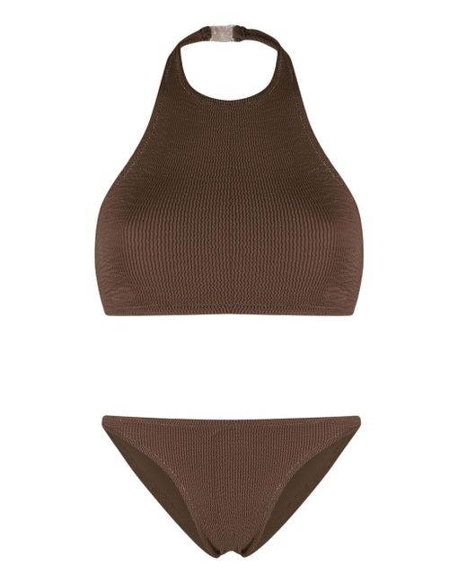 Reina Olga seersucker-texture bikini set