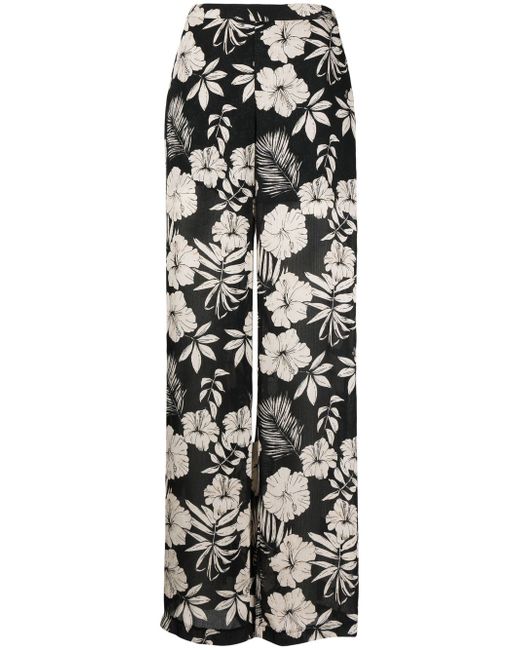 Pinko floral-print wide-leg trousers