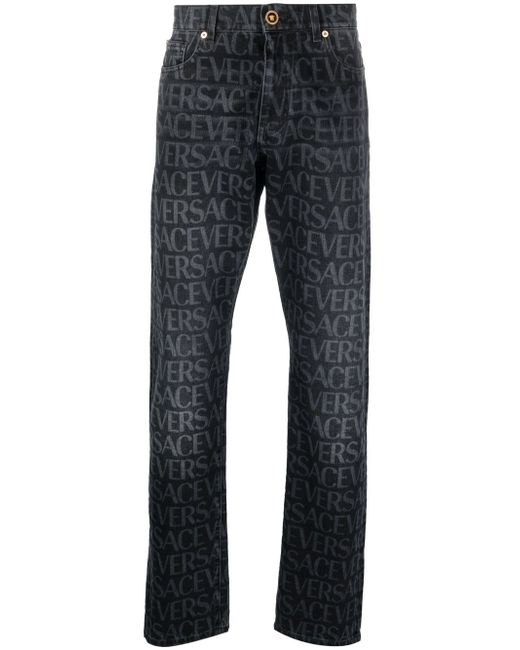 Versace logo-print straight-leg jeans