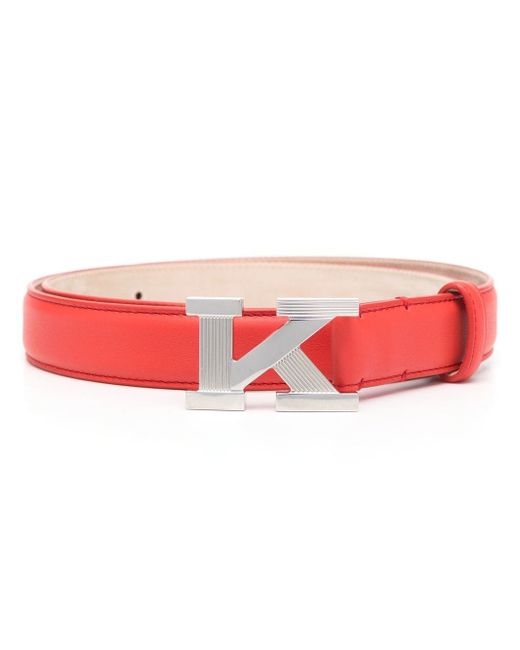 Kiton logo-buckle leather belt
