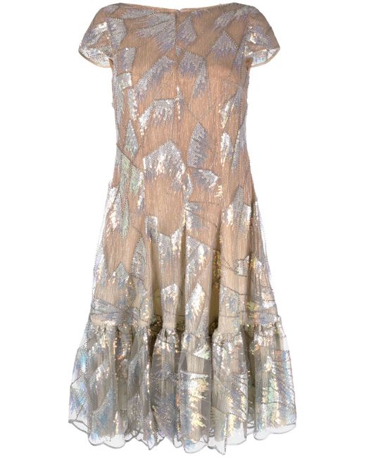 Talbot Runhof sequin-embellished frilled dress