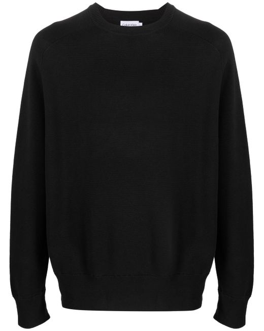 Calvin Klein logo-patch sleeve knit jumper