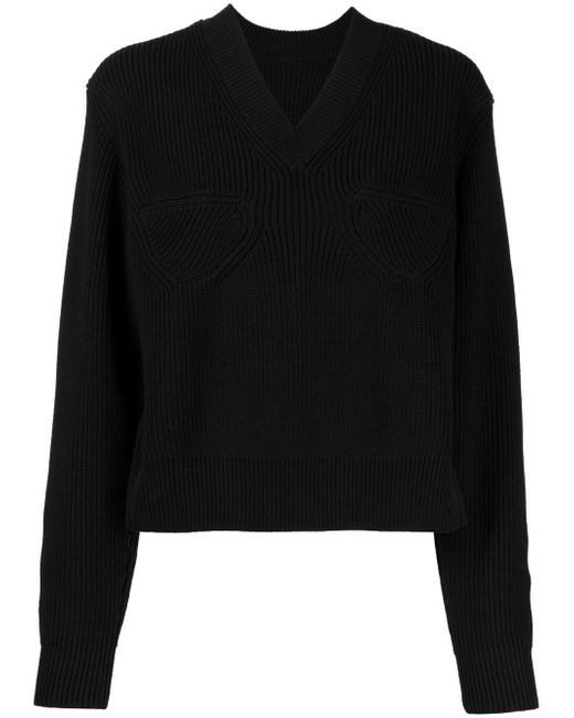 Jnby ribbed-knit panelled jumper