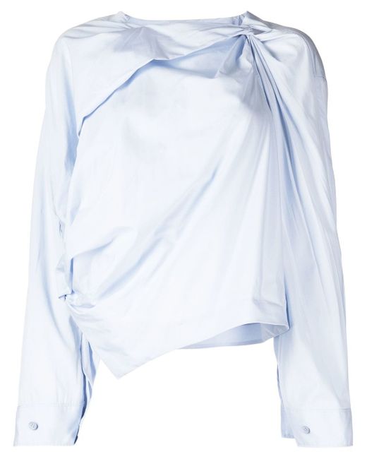 Jnby asymmetrical draped long-sleeve shirt