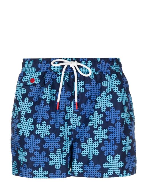 Kiton logo-print swim shorts
