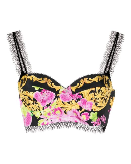 Versace baroque-pattern cropped top