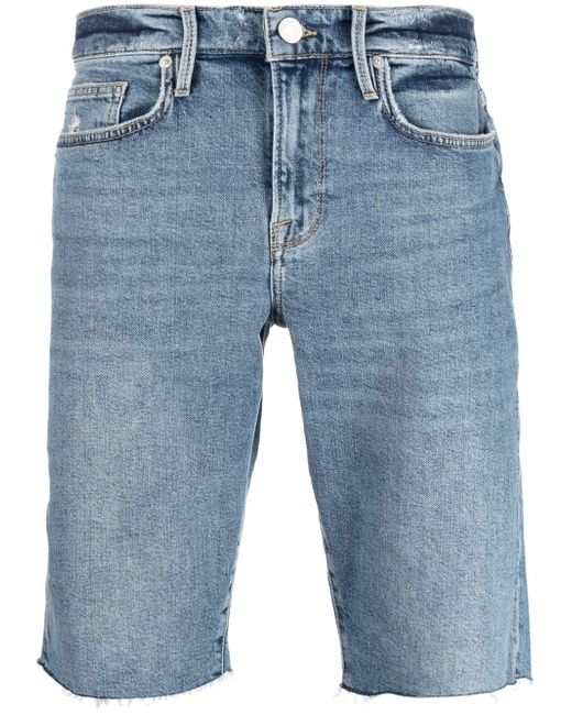 Frame distressed-finish denim shorts