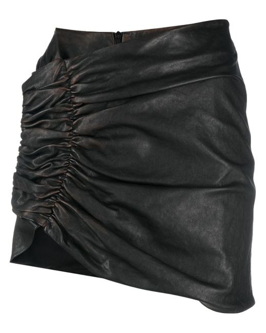 The Mannei asymmetric ruched leather skirt