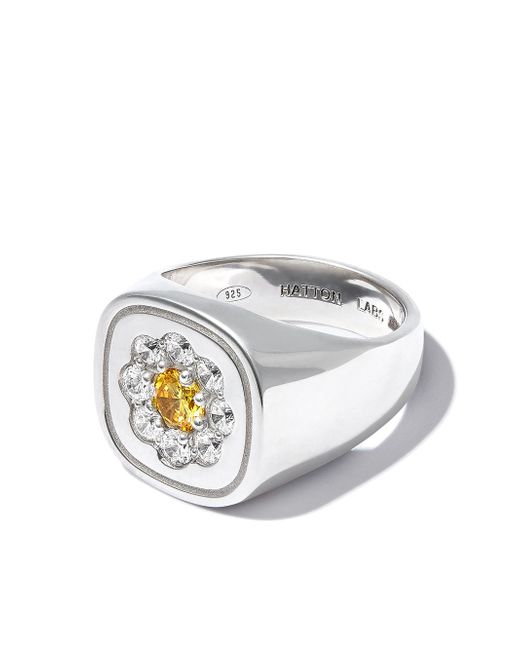 Hatton Labs floral crystal-embellished signet ring
