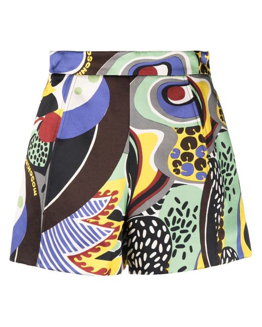 Moschino graphic print satin shorts
