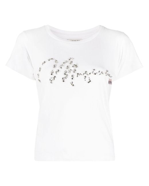 Musium Div. sequin-logo cotton T-shirt