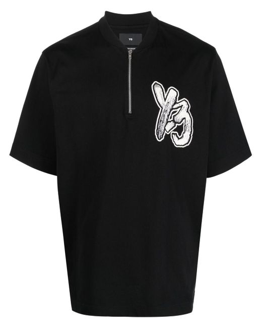 Y-3 zip-up logo-print T-shirt