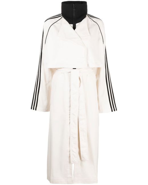 Adidas signature-stripes trench coat