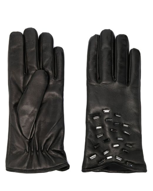Fabiana Filippi leather crystal-embellished gloves