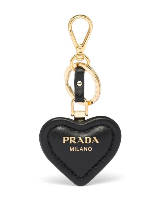 Prada heart-shaped leather keyring