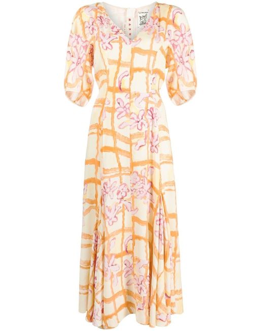 Marni floral-print short-sleeve maxi dress