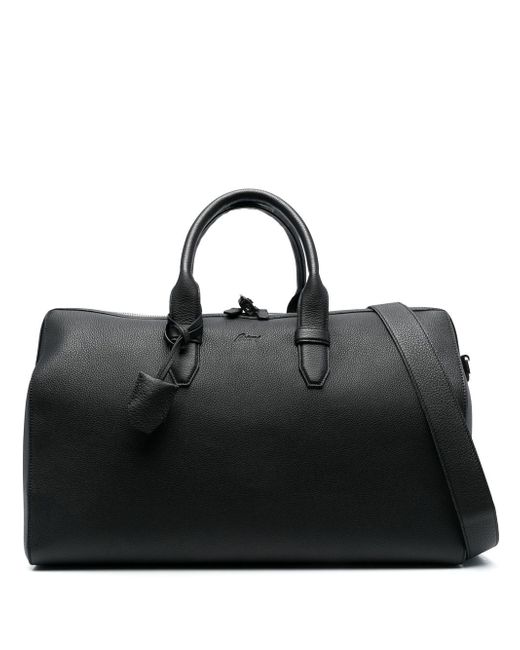 Brioni grained-texture leather travel bag