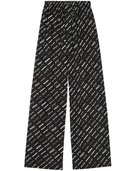 Balenciaga logo print wide-leg trousers