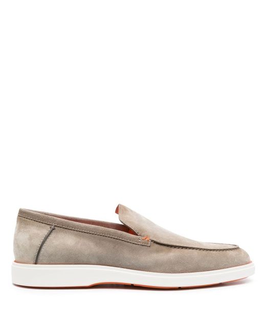 Santoni panelled calf-suede loafers