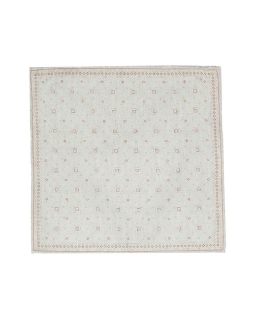 Eleventy geometric-print wool-cotton scarf