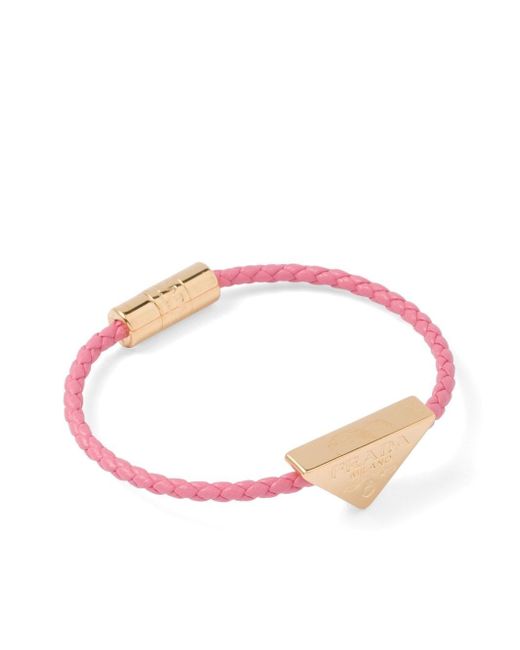 Prada triangle-logo braided bracelet