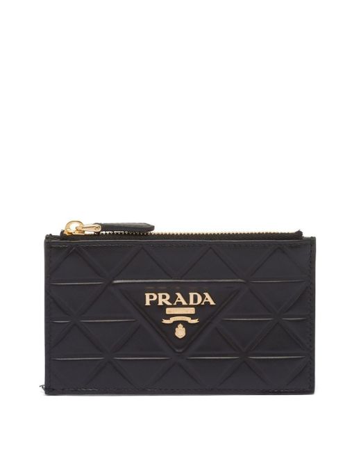 Prada triangle-logo quilted leather card holder