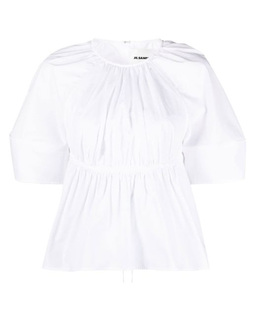 Jil Sander pleated cut-out poplin blouse