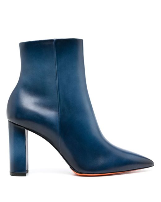 Santoni high-heel leather ankle boots