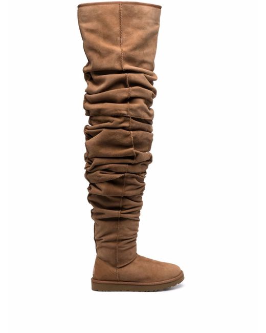 Y / Project gathered leather over-knee boots