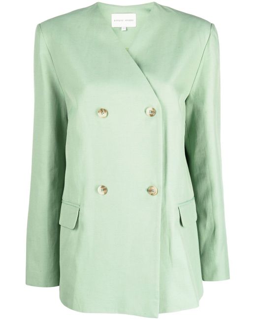 Loulou Studio collarless double-breasted blazer